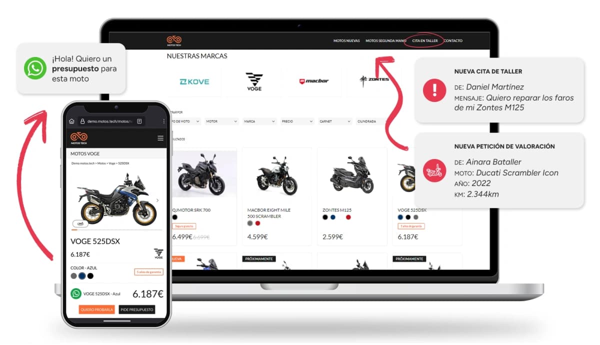 Integraciones web - motos.tech